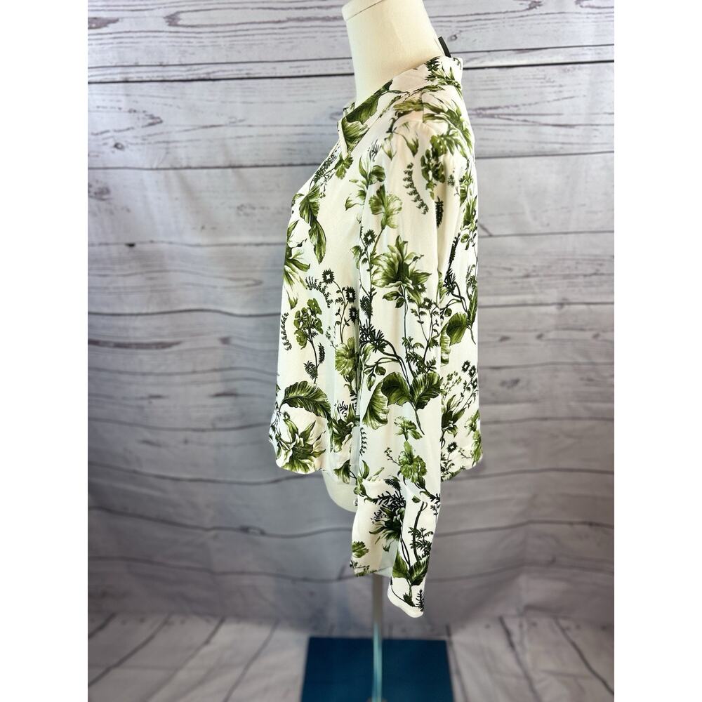 Anthropologie Blouse Womens XS Green Botanical Print Bell Sleeve Viscose - Picture 3 of 8